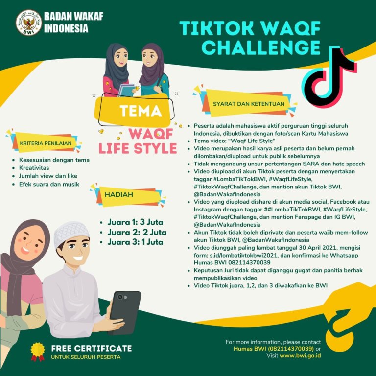 Lomba Tiktok, Tema: “Waqf Life Style”