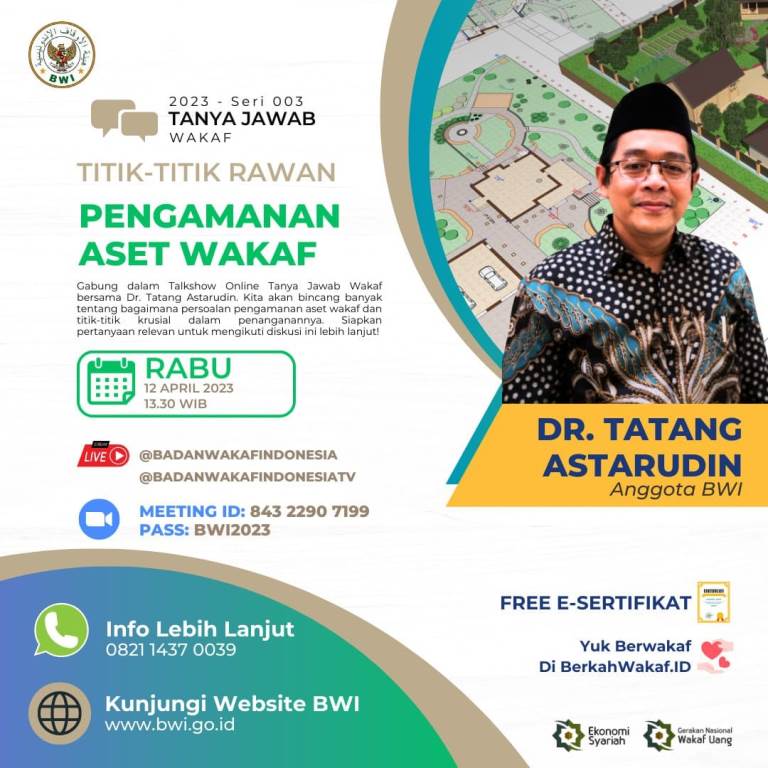 Link Webinar Tanya Jawab Wakaf Rabu: Titik Rawan Pengamanan Aset Wakaf