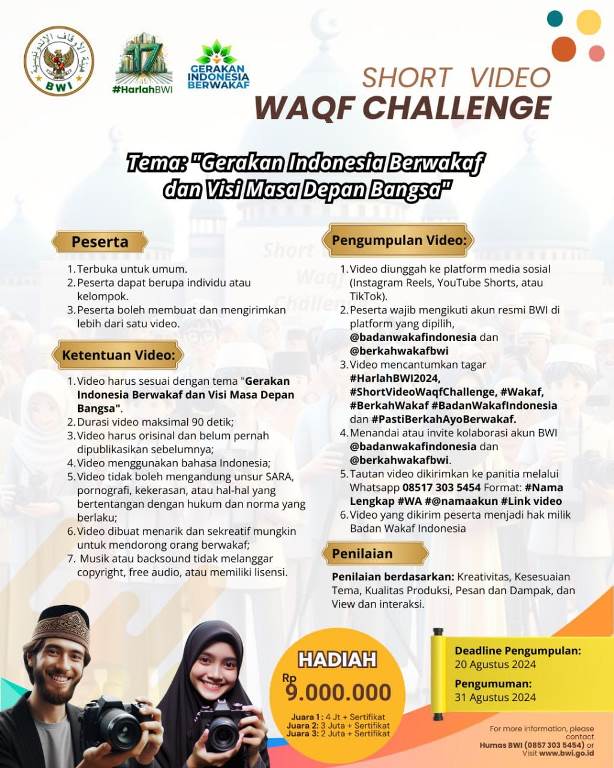 Daftar Pemenang Lomba Short Video Waqf Challenge BWI